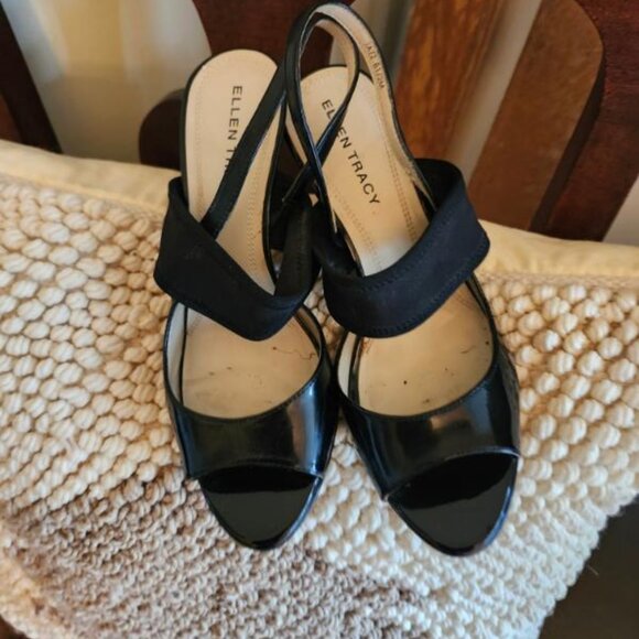 Ellen Tracy Black Strap Heels - Picture 4 of 4